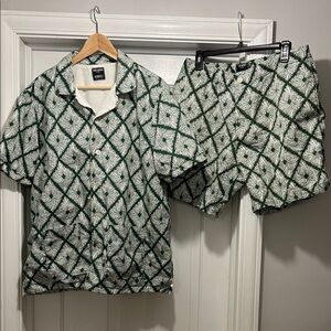 Todd Snyder Italian Terry Lined Cabana Shirt and 7” Bahama Short Geo Leaves